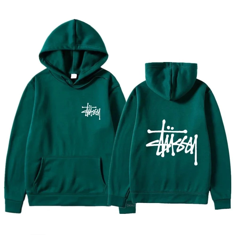 Stüssy Hoodies & Sweatshirts Logo Print Pullover Hoodie — Green 22