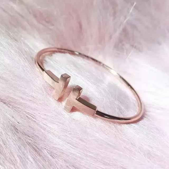 Unbranded Jewelry Open Cuff Double T Bracelet with Pavé Accent product detail image 5
