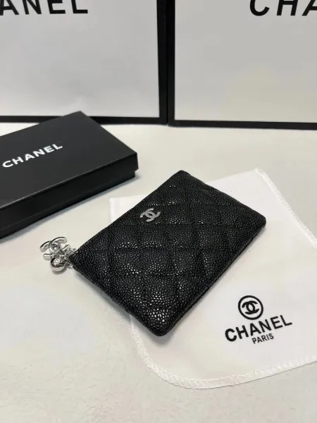 Chanel Mini Wallet on Chain Black Shiny Stingray Quilted Card Holder - 2