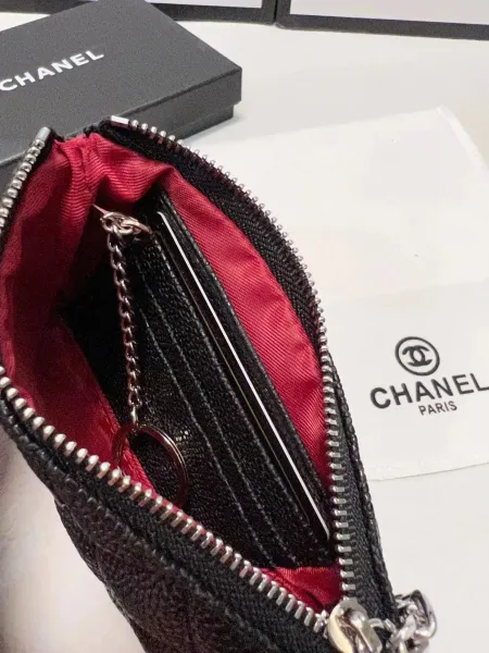 Chanel Mini Wallet on Chain Black Shiny Stingray Quilted Card Holder - 9