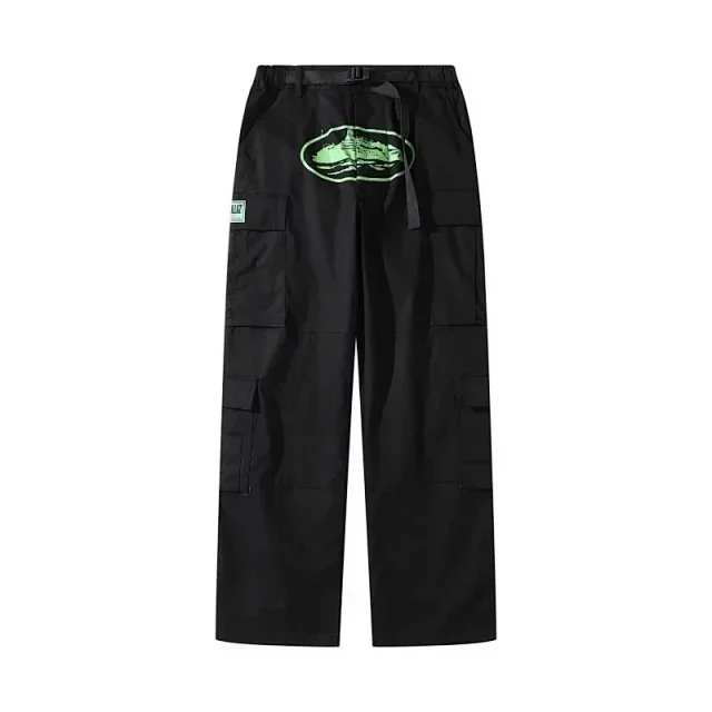 Unbranded Trousers Cargo with multiple flap pockets, adjustable belt, ankle drawstrings and graphic print product detail image 4