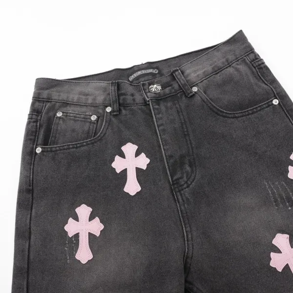Saint Tears Cross Embroidered Black Jeans - 6