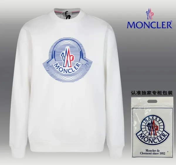 Moncler Logo Graphic Print White Hoodie - 1
