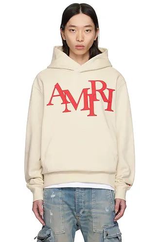 AMIRI AMRY Logo Hoodie Beige Hoodie - 1