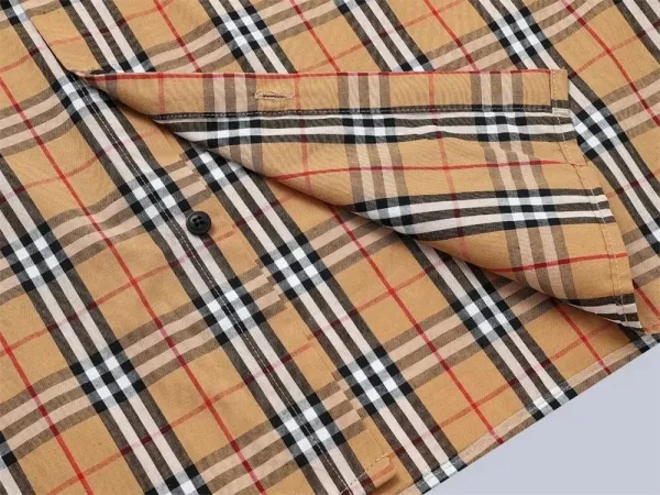 Burberry Check Print Short-Sleeve Shirt Orange Beige Black - 7