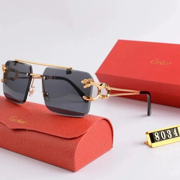Cartier Panthère De Cartier Gold Frame Gray Lens Sunglasses product listing in Litbuy spreadsheet finds