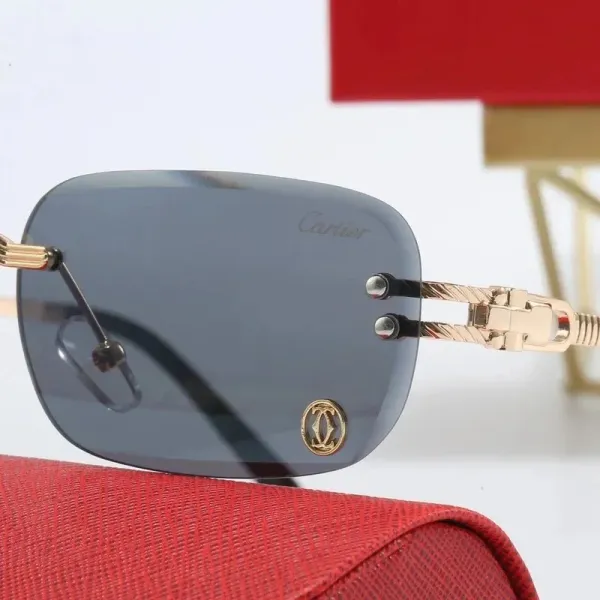 Cartier Santos de Cartier Sunglasses Blue Gradient Gold-Tone Frame - 6