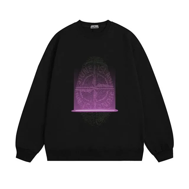 Stone Island Hoodies & Sweatshirts Crewneck Sweatshirt with Fingerprint Graphic and Compass Back Print product detail image 7