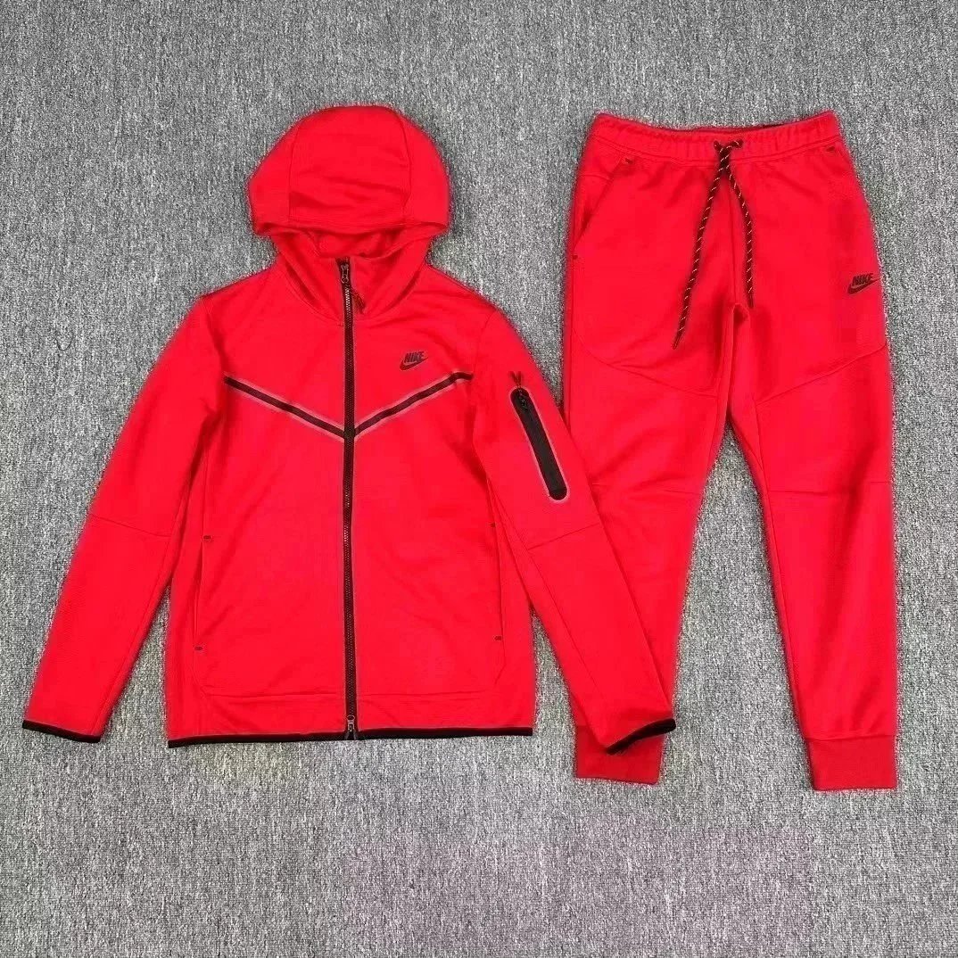 Nike Matching Sets Hooded zip-up jacket and jogger pants set — a red set