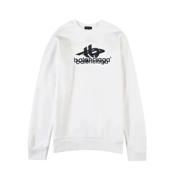 Balenciaga Double Logo Print White Hoodie - 1