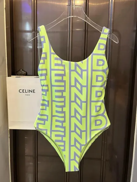 Fendi Logo-Print One-Piece Swimsuit Brown - 10