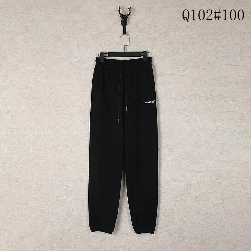 Off-White Trousers Elastic-Waist Jogger Sweatpants with Diagonal Leg Graphics — 4