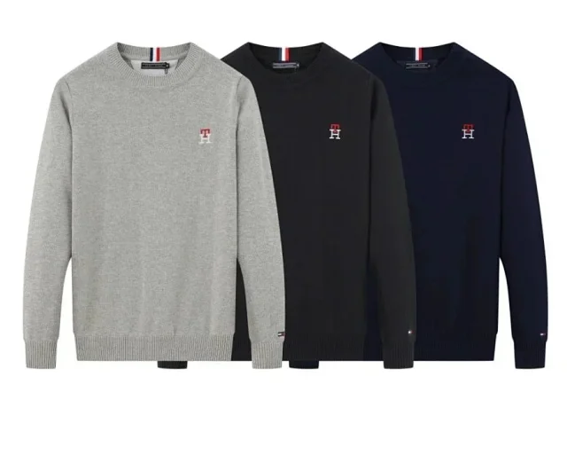 Tommy Hilfiger Knitwear Embroidered logo crew-neck and full-zip knit sweaters product detail image 2