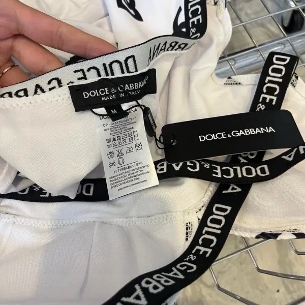 Dolce & Gabbana Logo Band Bralette and Brief Set White Underwear - 8