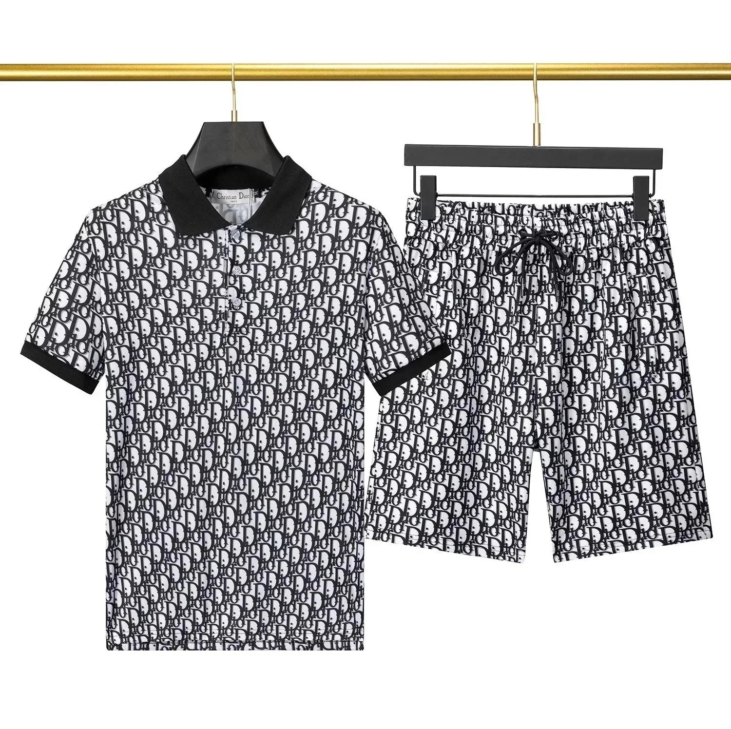 Dior Matching Sets Short-Sleeve T-Shirt and Drawstring Shorts Set — 35