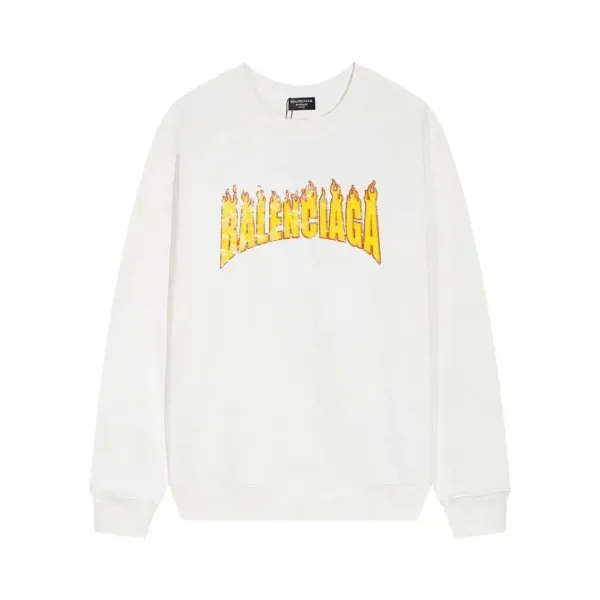 Balenciaga Flame Logo Sweatshirt White - 1