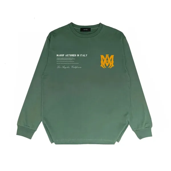 Amiri Logo Print Long-Sleeve T-Shirt Army Green - 1