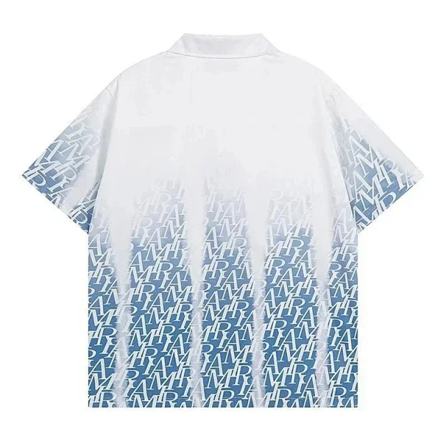 AMIRI Shirts Gradient logo-print short-sleeve camp-collar shirt product detail image 3