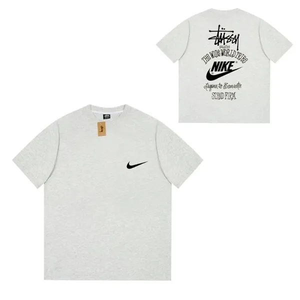 Stüssy x Nike The Wide World Tee Gray T-Shirt - 1