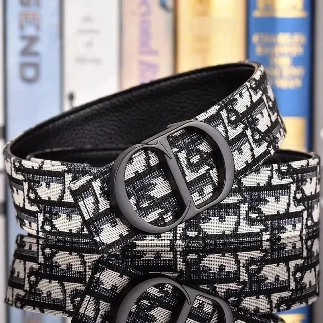 Dior Belts Oblique jacquard belt with CD buckle product detail image 3