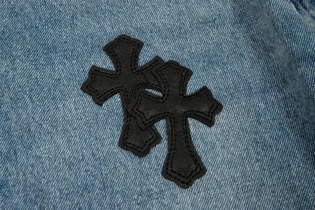 Unbranded Jeans Straight-leg with cross patches and graphic print product detail image 7