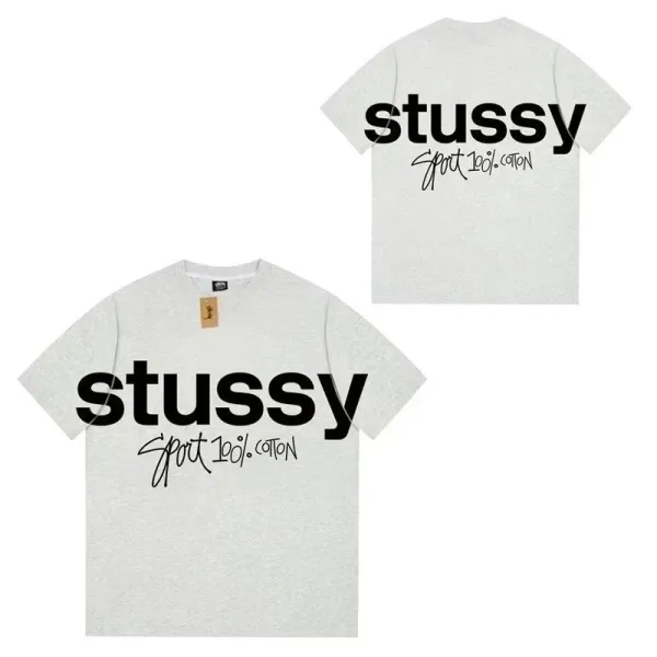Stussy Sport 100% Cotton Graphic T-Shirt Gray - 1