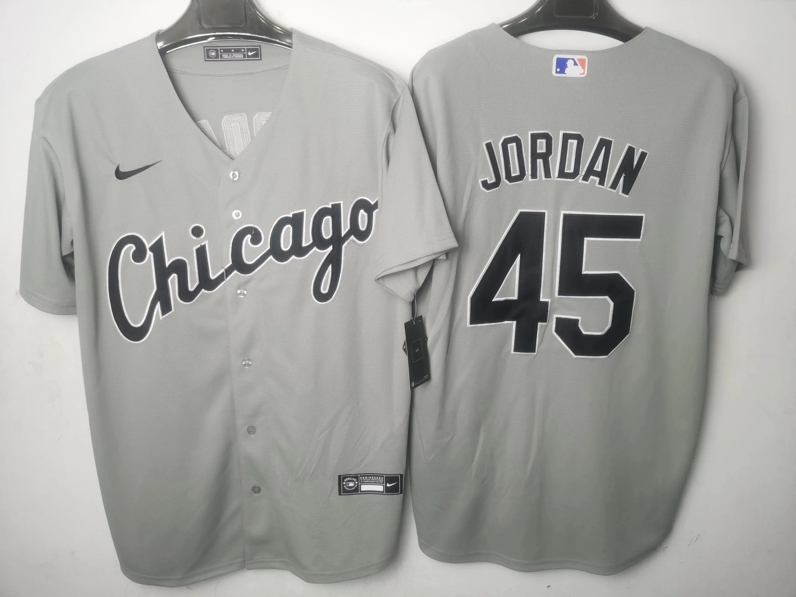 Nike Chicago White Sox Jordan 45 Gray Authentic MLB Jersey - 1