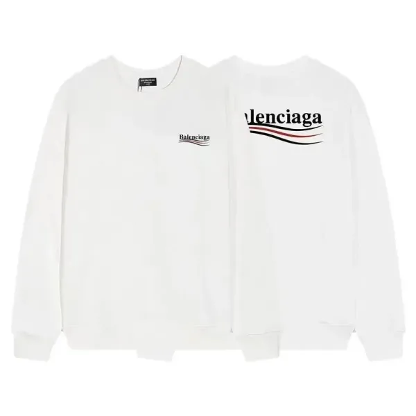Balenciaga Logo Wave Sweatshirt White - 1