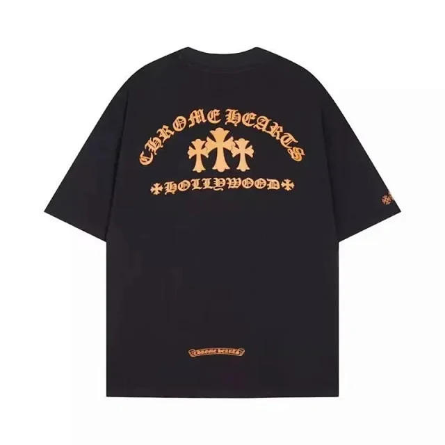 Chrome Hearts T-Shirts Short-Sleeve T-Shirt with Cross and Logo Back Graphic product detail image 2