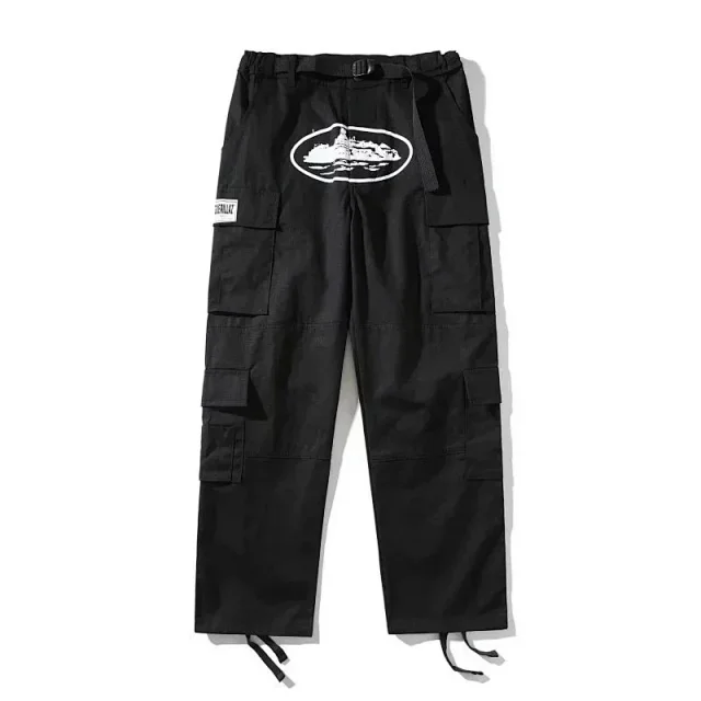 Unbranded Trousers Cargo with multiple flap pockets, adjustable belt, ankle drawstrings and graphic print product detail image 7