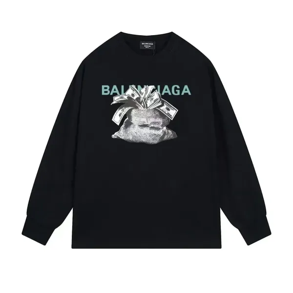 Balenciaga Logo Print Black Crewneck Hoodie - 3