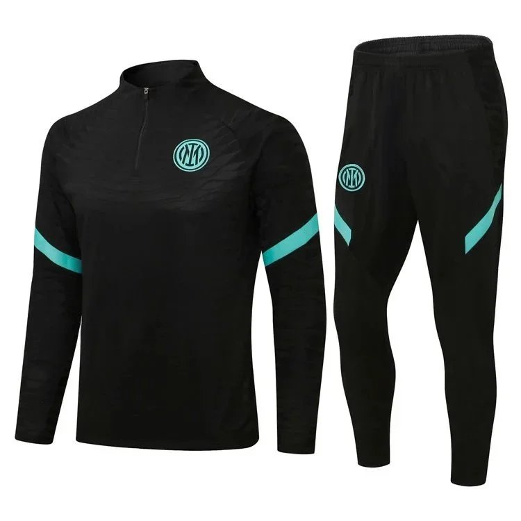 Paris Saint-Germain Tracksuits Long-Sleeve Half-Zip Football Training Set — Inter black