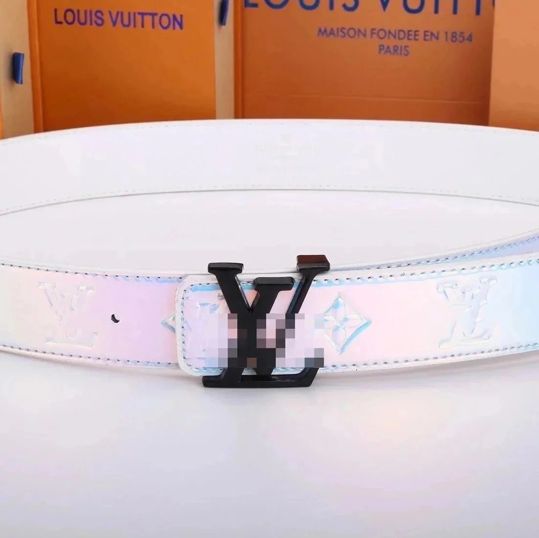 Louis Vuitton Belts LV Initiales buckle with Monogram-pattern strap — Black buckle