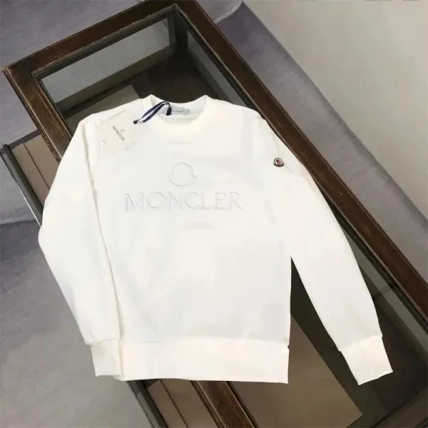 Moncler Embroidered Logo White Hoodie - 1