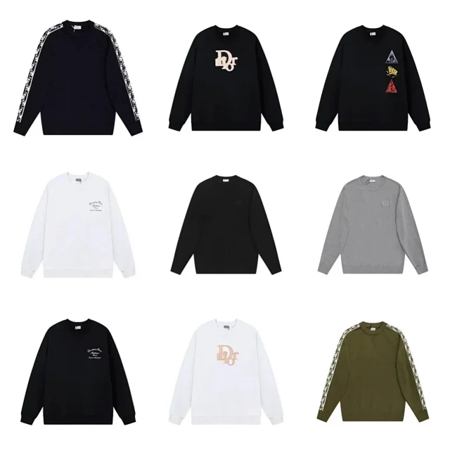 Dior Knitwear Crewneck sweater with Oblique shoulder stripes product detail image 1