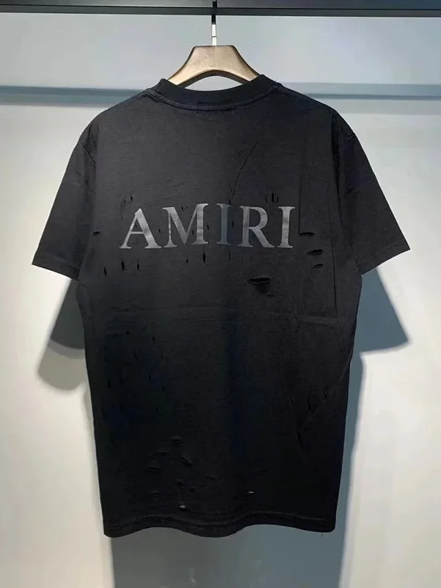AMIRI T-Shirts Distressed logo-print short-sleeve T-shirt product detail image 4
