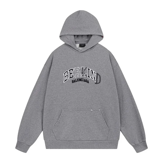 Balenciaga Hoodies & Sweatshirts Pullover hooded sweatshirt with logo graphic and kangaroo pocket product detail image 9
