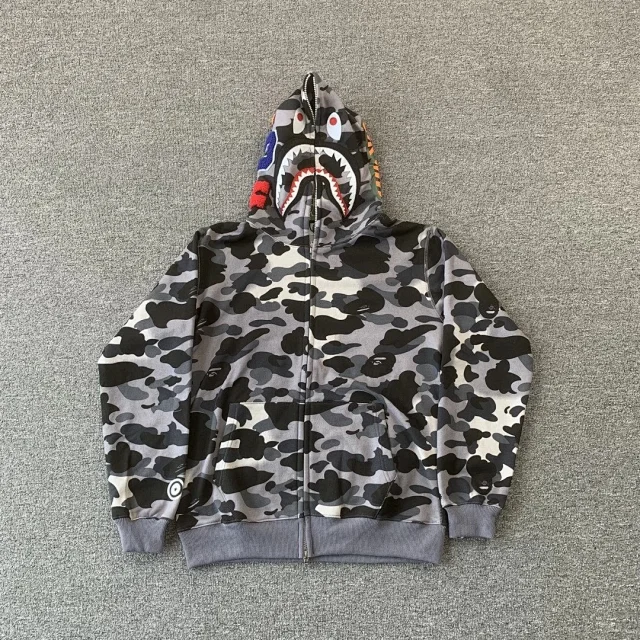 A BATHING APE Hoodies & Sweatshirts Shark Full Zip Hoodie with Camo Print product detail image 1