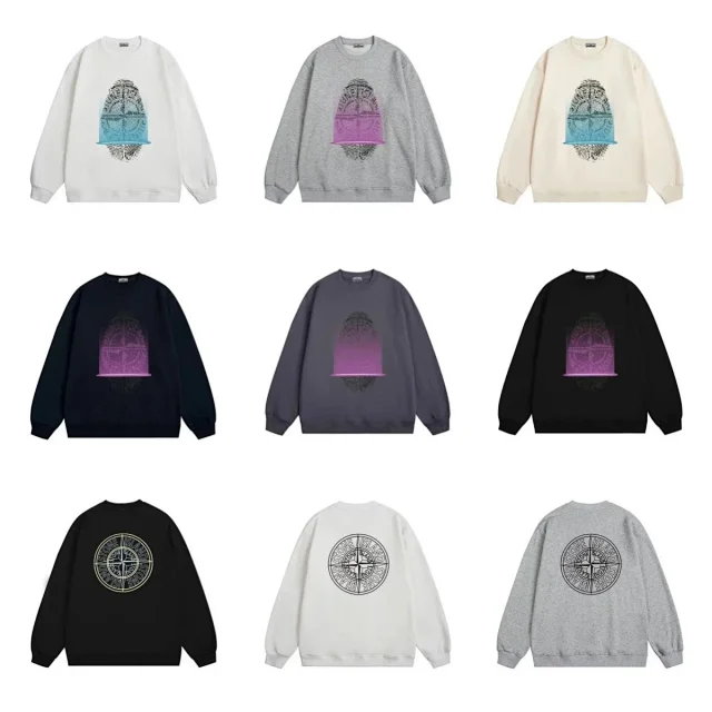 Stone Island Hoodies & Sweatshirts Crewneck Sweatshirt with Fingerprint Graphic and Compass Back Print product detail image 1