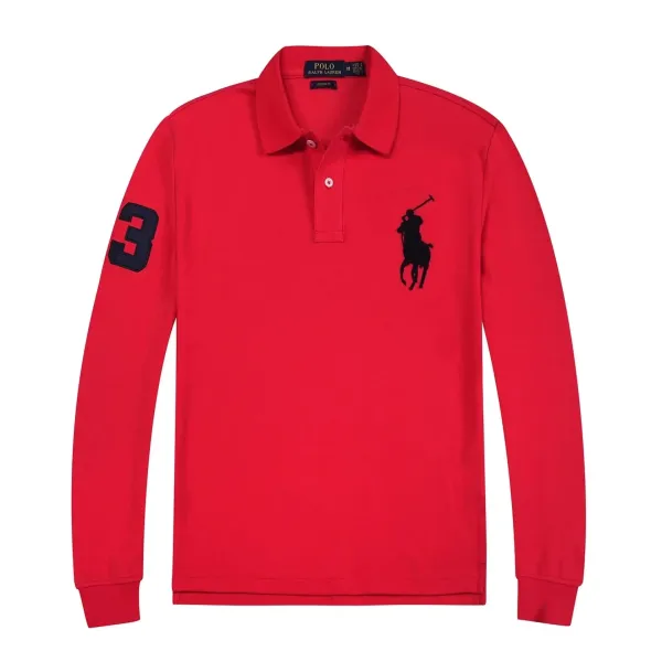 Ralph Lauren Big Pony Long Sleeve Polo Red - 1