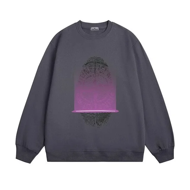 Stone Island Hoodies & Sweatshirts Crewneck Sweatshirt with Fingerprint Graphic and Compass Back Print product detail image 6