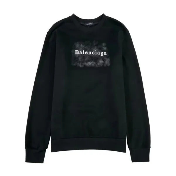 Balenciaga Distressed Logo Black Hoodie - 1