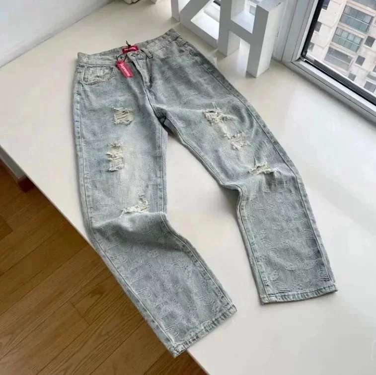 Amiri Distressed printed denim jeans — 01 Blue 002