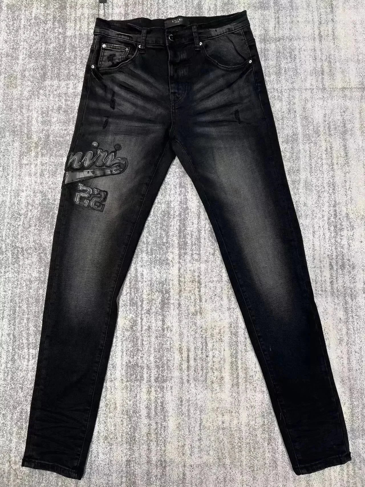 Amiri Distressed printed denim jeans — 29 black 002
