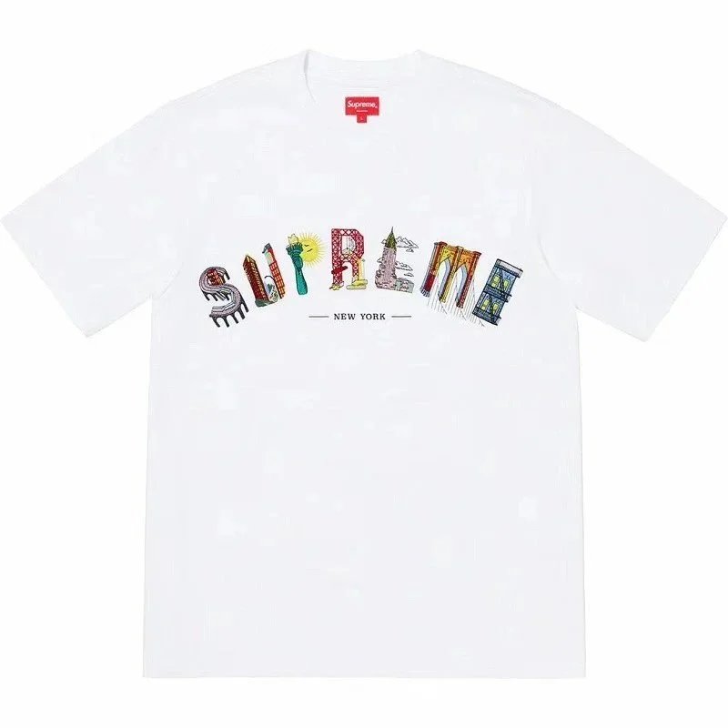 Supreme T-Shirts Short-Sleeve Graphic Print T-Shirt — B104 EMBROIDERY LETTERS WHITE