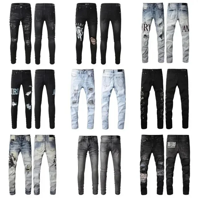 Amiri Distressed printed denim jeans product detail image 1