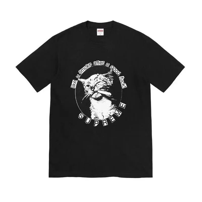 Supreme T-Shirts Short-Sleeve Graphic Print T-Shirt — B349 Kitten Black