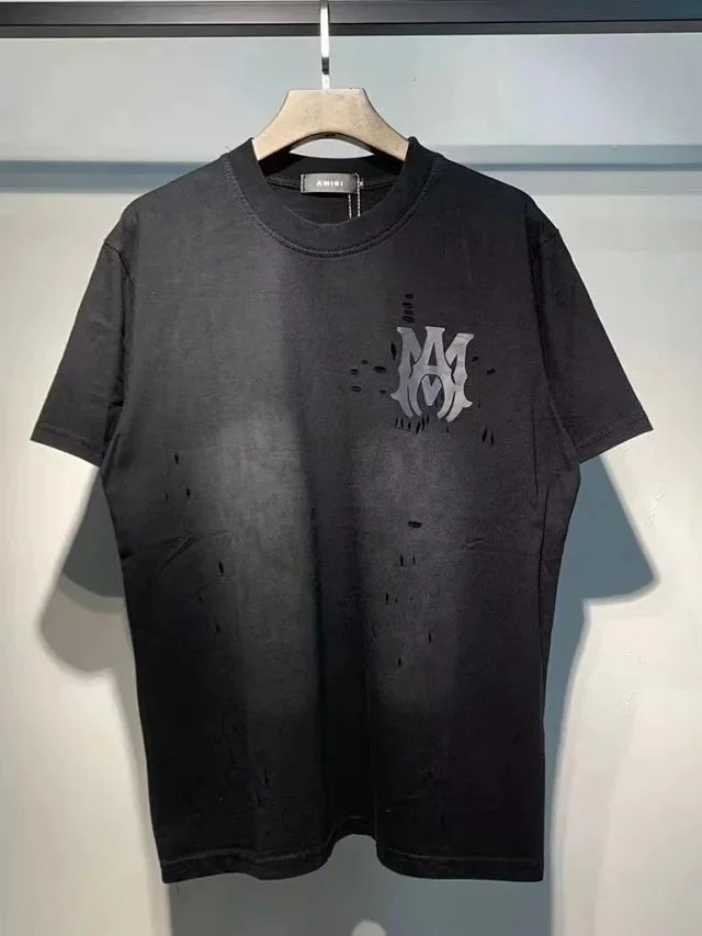 AMIRI T-Shirts Distressed logo-print short-sleeve T-shirt product detail image 3