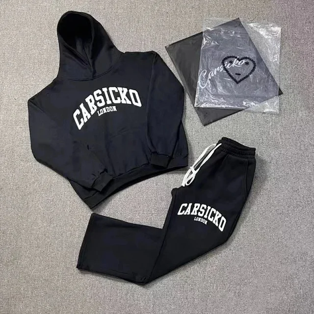 Cansicko Matching Sets Heart Graphic Hoodie and Jogger Set with Drawstring Hem product detail image 5