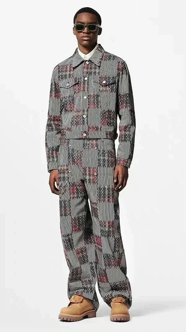 Louis Vuitton Matching Sets Printed Denim Jacket and Jeans Set product detail image 8